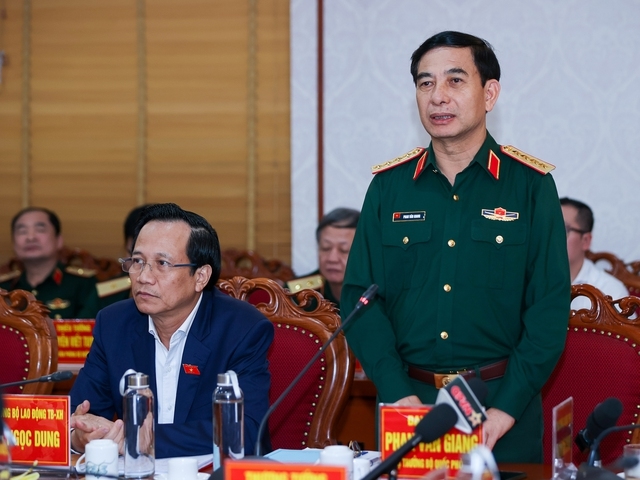 Bộ trưởng Bộ Quốc phòng, Đại tướng Phan Văn Giang phát biểu - Ảnh: VGP/Nhật Bắc