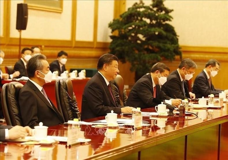 Tổng Bí thư Nguyễn Phú Trọng hội đàm với Tổng Bí thư, Chủ tịch Trung Quốc Tập Cận Bình. Ảnh: TTXVN