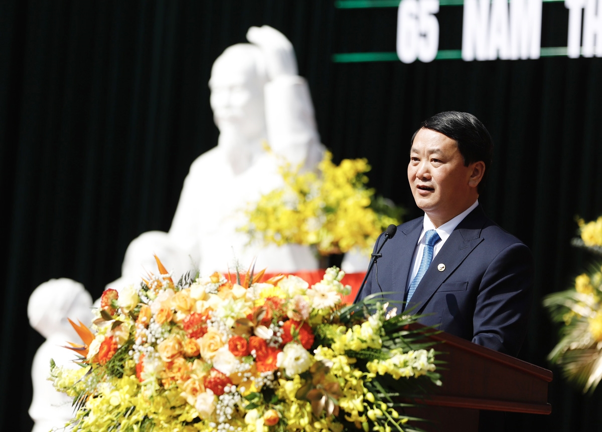 Bộ trưởng, Chủ nhiệm Ủy ban Dân tộc Hầu A Lềnh phát biểu tại Lễ kỷ niệm