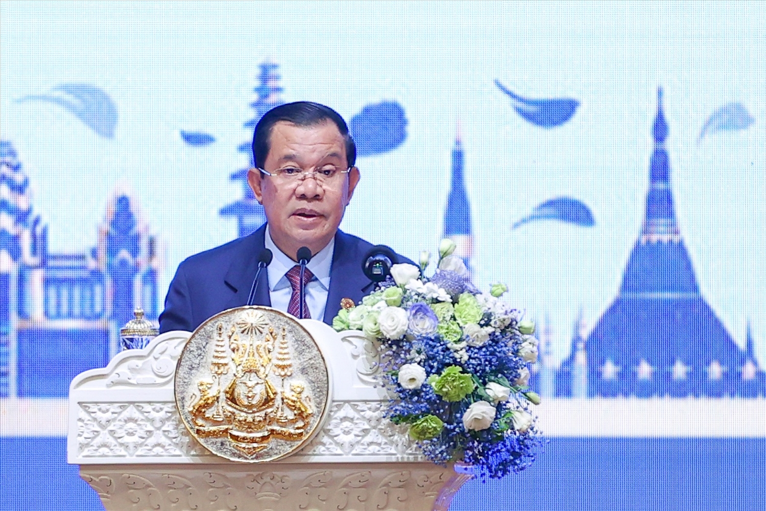 Thủ tướng Campuchia Hun Sen phát biểu tại lễ khai mạc - Ảnh: VGP/Nhật Bắc