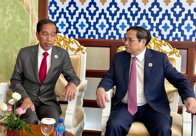 Thủ tướng Phạm Minh Chính khẳng định Việt Nam luôn coi trọng và mong muốn phát triển hơn nữa quan hệ hữu nghị truyền thống và Đối tác chiến lược với Indonesia - Ảnh: VGP/Nhật Bắc