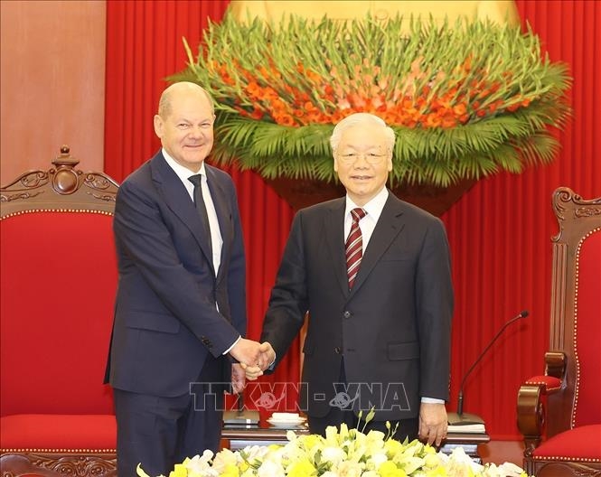 Tổng Bí thư Nguyễn Phú Trọng và Thủ tướng Đức Olaf Scholz