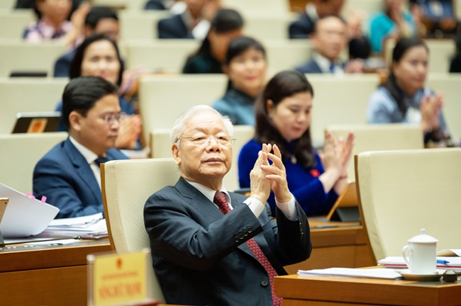 Tổng Bí thư Nguyễn Phú Trọng và các đại biểu dự Phiên bế mạc