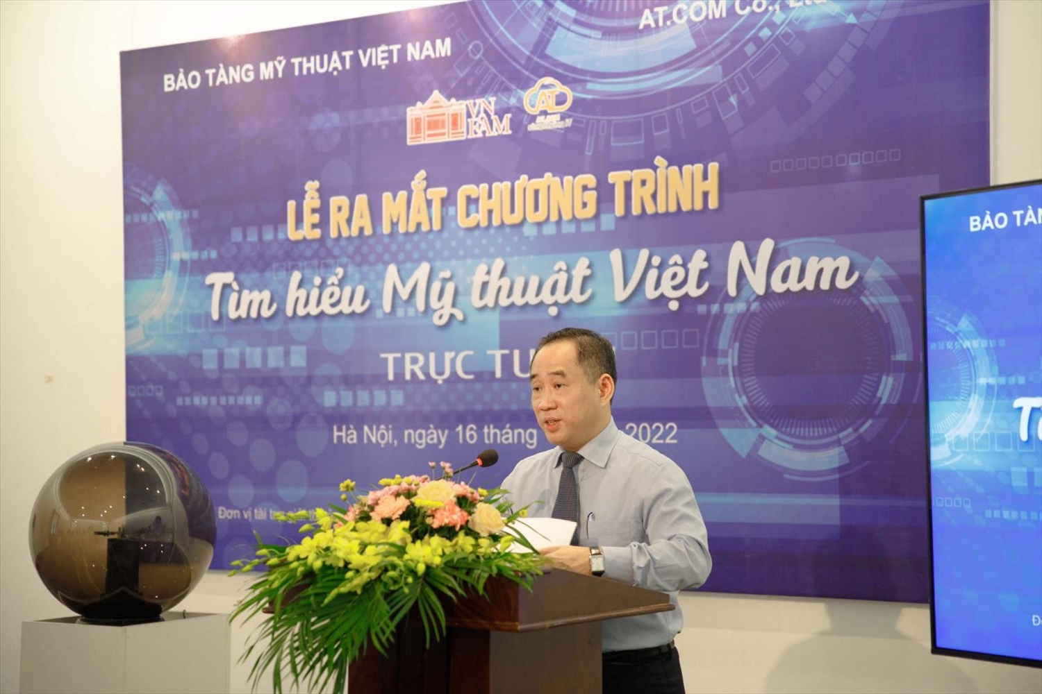 Tiến sỹ Nguyễn Anh Minh, Giám đốc Bảo tàng Mỹ thuật Việt Nam phát biểu tại lễ phát động. Ảnh: BTMTVN