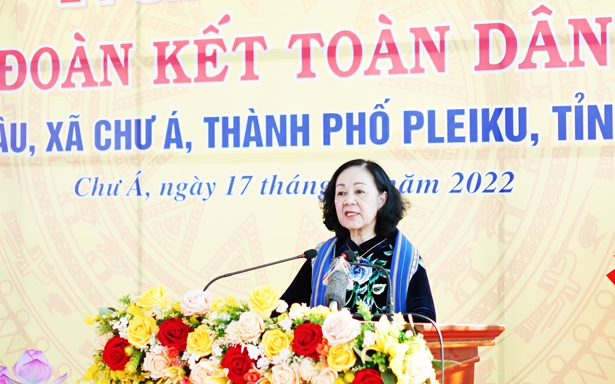 Ủy viên Bộ Chính trị, Bí thư Trung ương Đảng, Trưởng Ban Tổ chức Trung ương Trương Thị Mai phát biểu tại Ngày hội