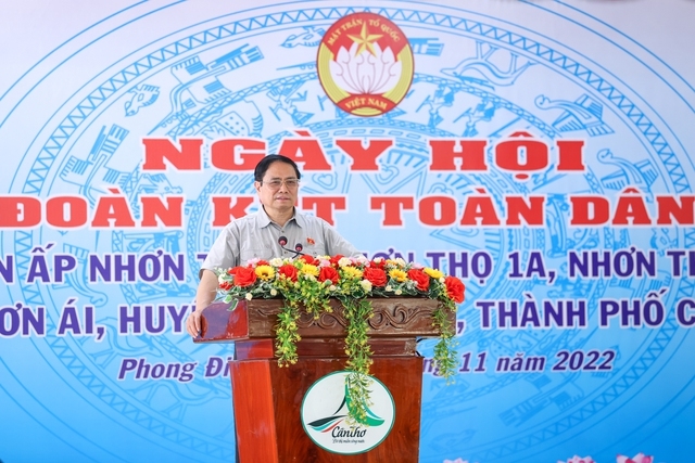 Thủ tướng Phạm Minh Chính nêu rõ: "Với tinh thần đại đoàn kết, mọi khó khăn đều có thể hóa giải" - Ảnh: VGP/Nhật Bắc