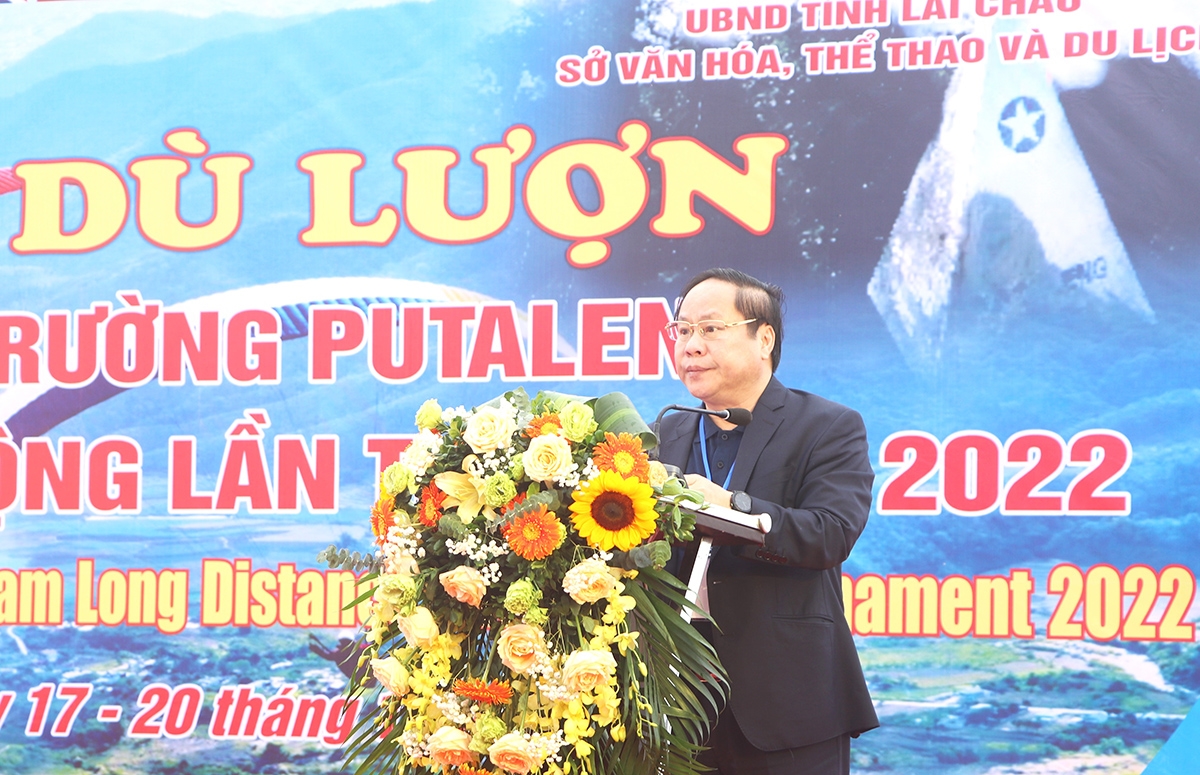 Ông Tống Thanh Hải - Phó Chủ tịch UBND tỉnh Lai Châu phát biểu khai mạc Giải 