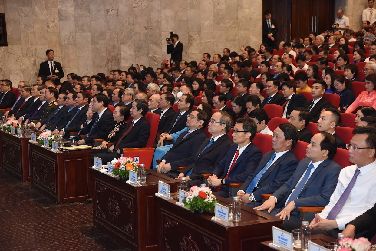 Thủ tướng Chính phủ Phạm Minh Chính và các đại biểu tham dự buổi lễ. Ảnh Thế Đại 