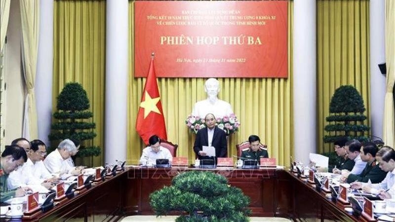 Chủ tịch nước Nguyễn Xuân Phúc phát biểu chỉ đạo. (Ảnh: TTXVN)