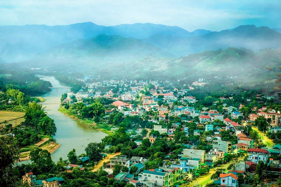 Diện mạo mới ở vùng biên tỉnh Sơn La. (Trong ảnh: Huyện biên giới Sông Mã nhìn từ trên cao)