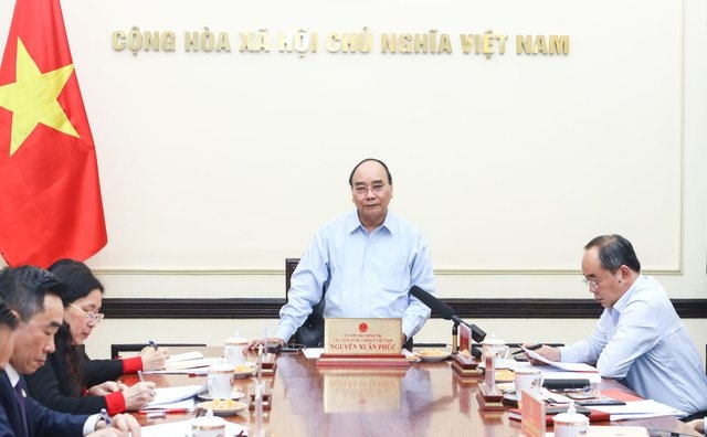 Chủ tịch nước Nguyễn Xuân Phúc phát biểu tại buổi làm việc - Ảnh: VPCTN