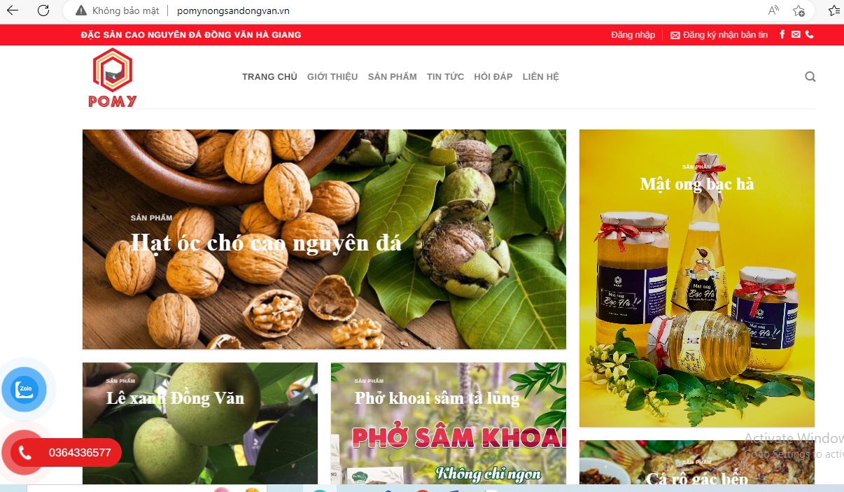 Trang Web giới thiệu các sản phẩm nông sản, đặc sản địa phương của HTX Po Mỷ (Đồng Văn, Hà Giang)