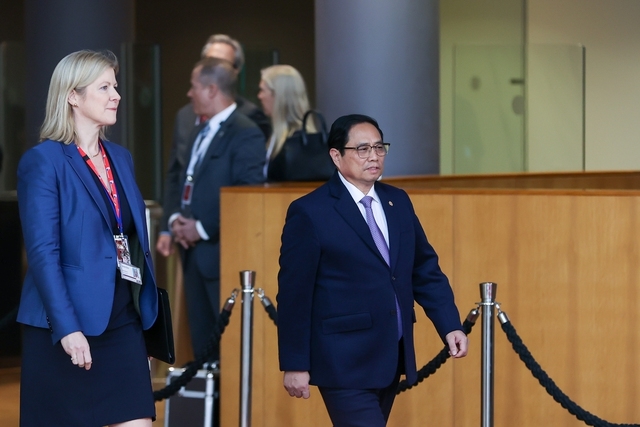 Thủ tướng Phạm Minh Chính tham dự Hội nghị Cấp cao kỷ niệm 45 năm quan hệ ASEAN-EU - Ảnh: VGP/Nhật Bắc