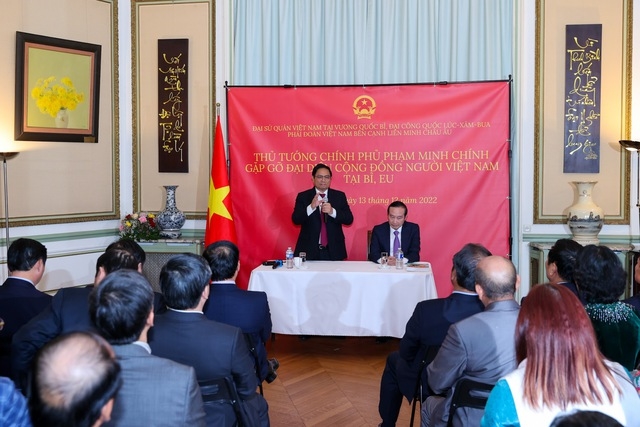 Thủ tướng đánh giá cao vai trò, đóng góp quan trọng cộng đồng người Việt Nam tại Bỉ và châu Âu đối với công cuộc xây dựng và bảo vệ Tổ quốc - Ảnh: VGP/Nhật Bắc