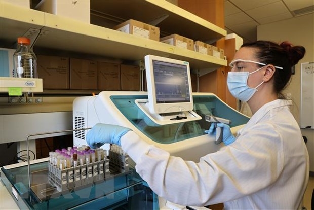 Nhà khoa học nghiên cứu Vaccine ngừa COVID-19 tại phòng thí nghiệm của Novavax ở Washington, Mỹ. (Ảnh: AFP/TTXVN)
