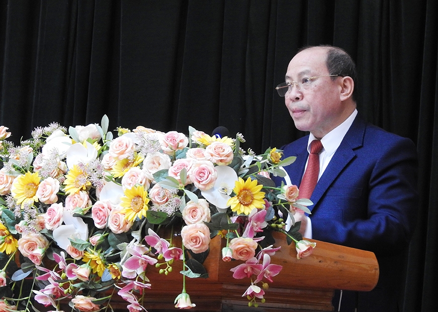 Phó Bí thư Thường trực Tỉnh ủy, Chủ tịch HĐND tỉnh Bùi Đức Hinh phát biểu chỉ đạo tại Hội nghị
