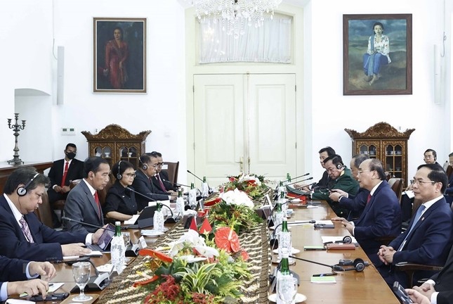 Chủ tịch nước Nguyễn Xuân Phúc hội đàm với Tổng thống Indonesia Joko Widodo