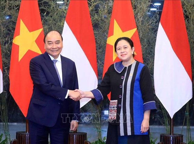 Chủ tịch nước Nguyễn Xuân Phúc hội kiến Chủ tịch Quốc hội Indonesia Puan Maharani