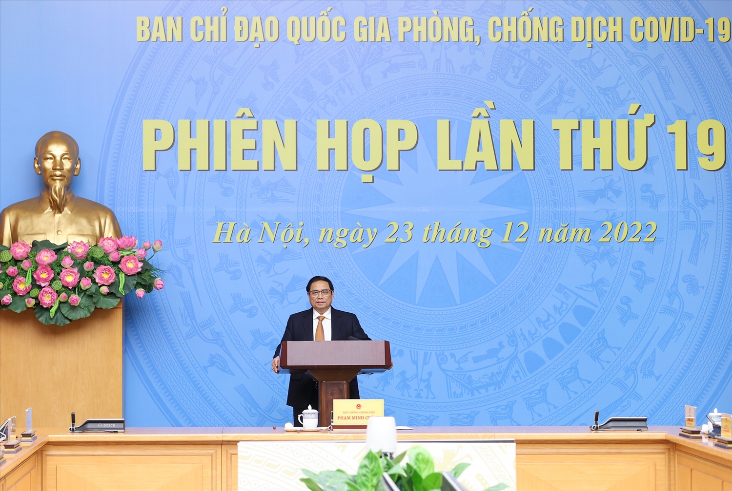 Thủ tướng Phạm Minh Chính, Trưởng Ban Chỉ đạo quốc gia phòng chống dịch COVID-19 chủ trì phiên họp lần thứ 19 của Ban Chỉ đạo - Ảnh: VGP/Nhật Bắc