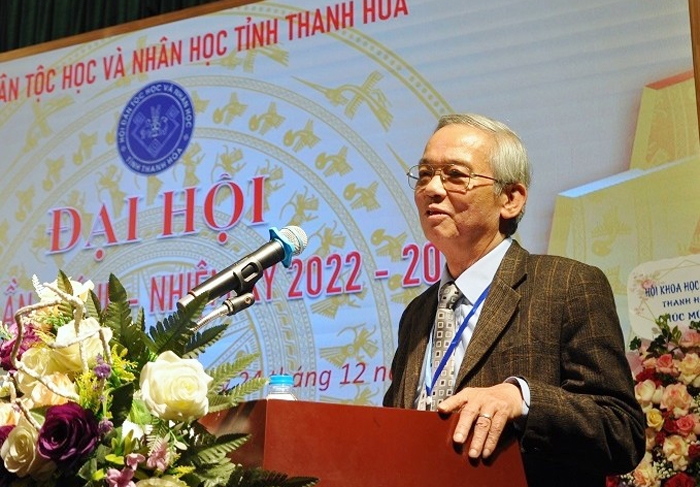 PGs.Ts. Lâm Bá Nam - Chủ tịch Hội Dân tộc học và Nhân học Việt Nam phát biểu tại Đại hội