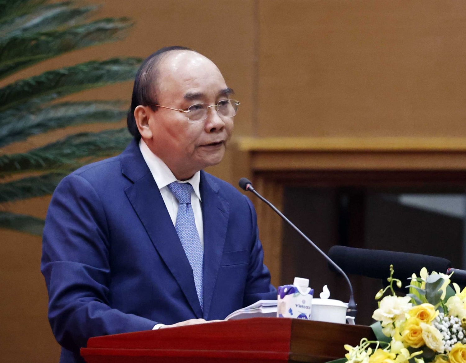 Chủ tịch nước Nguyễn Xuân Phúc phát biểu chỉ đạo tại hội nghị - Ảnh TTXVN