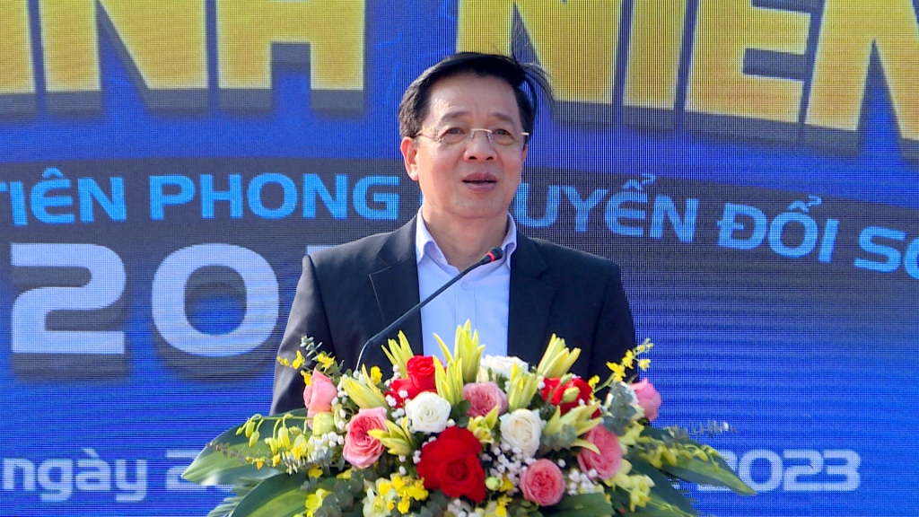 Ông Nguyễn Văn Hồi, Trưởng Ban Dân vận Tỉnh ủy, Chủ tịch Ủy ban MTTQ Việt Nam tỉnh Quảng Ninh phát biểu tại lễ khởi động Tháng Thanh niên 2023