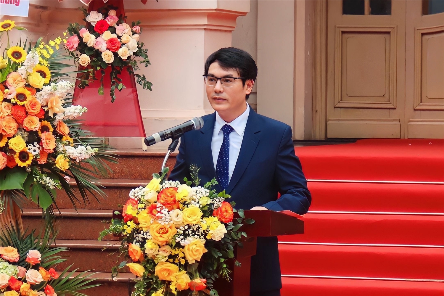 Ông Nguyễn Xuân Dũng, quyền Giám đốc Thư viện Quốc gia Việt Nam phát biểu khai mạc Ngày sách và Văn hóa đọc 2023