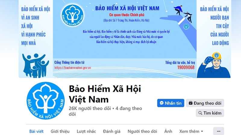 Fanpage Facebook chính thức của Bảo hiểm xã hội Việt Nam