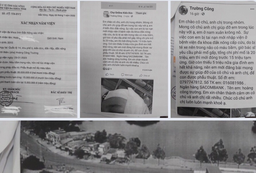Một số bài viết kêu gọi tiền từ thiện ở tỉnh Đắk Nông được Trường đăng trên mạng xã hội để lừa đảo chiếm đoạt tài sản