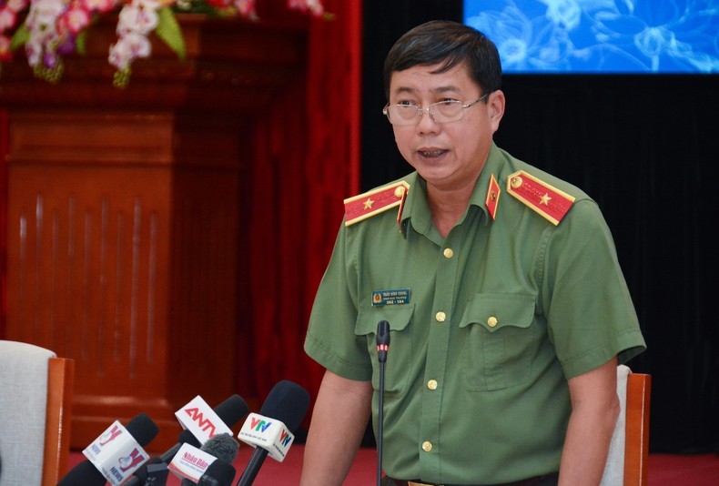Thiếu tướng Trần Đình Trung, Phó Cục trưởng Cục an ninh chính trị nội bộ A03 thông tin tại buổi họp báo