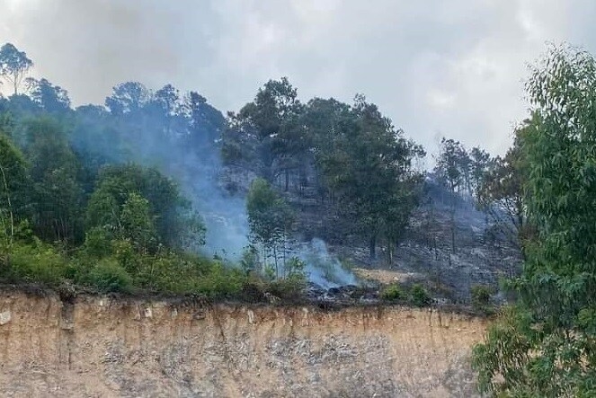 Khu vực rừng hồ Yên Trung (Uông Bí) bị cháy