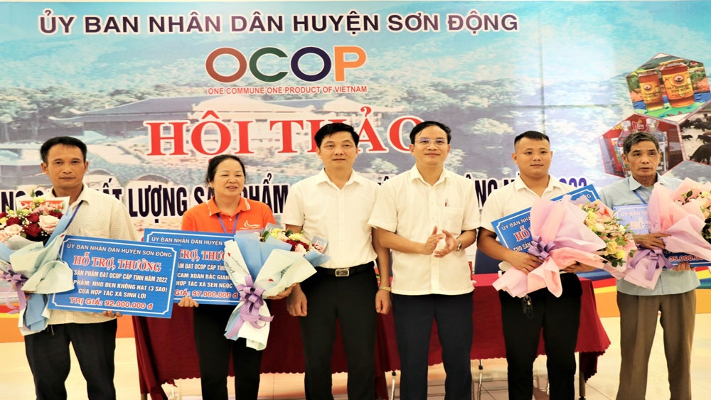 UBND huyện Sơn Động thưởng các chủ thể có sản phẩm được công nhận OCOP