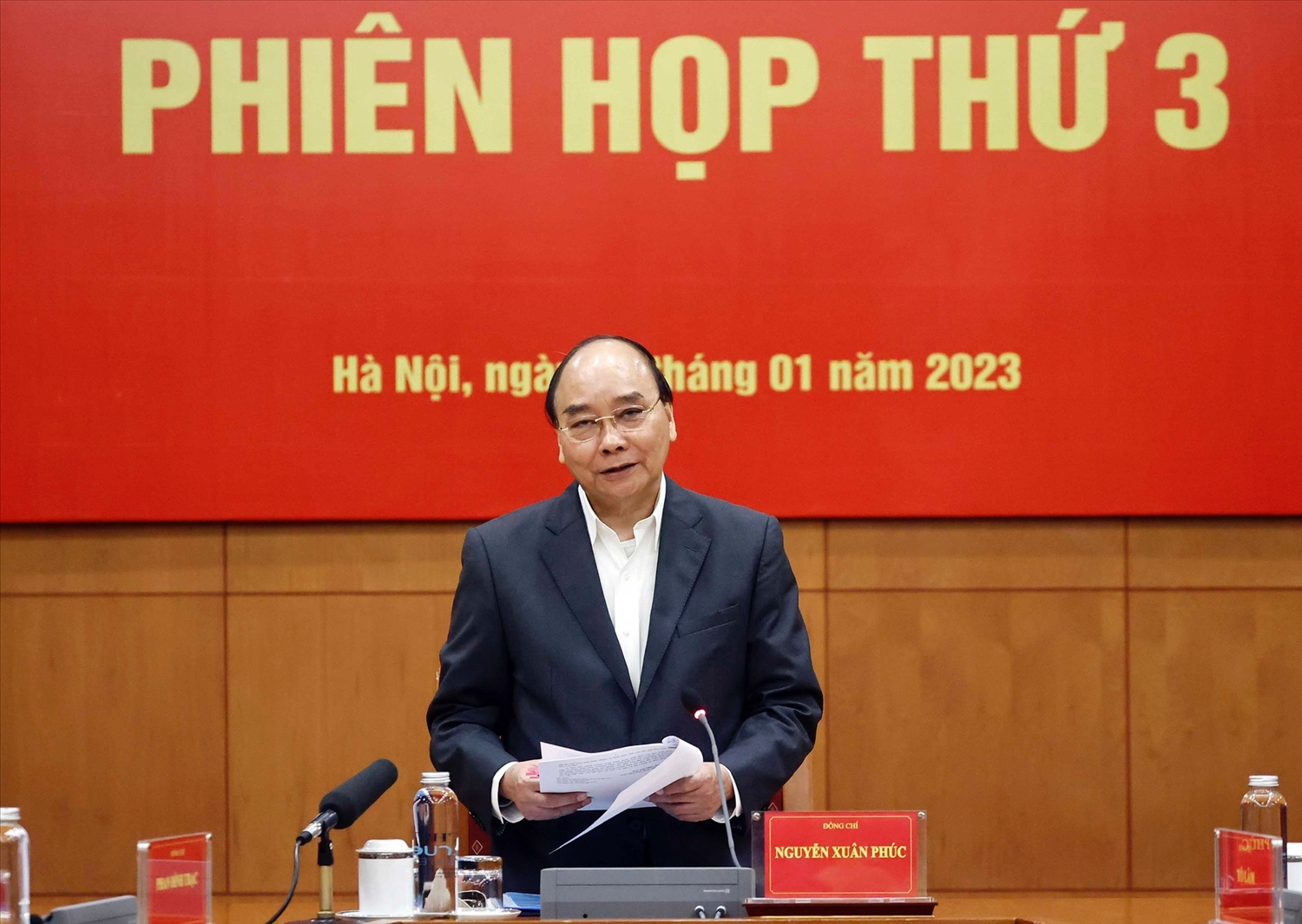 Chủ tịch nước Nguyễn Xuân Phúc phát biểu tại Phiên họp thứ 3 - Ảnh: VGP/LS