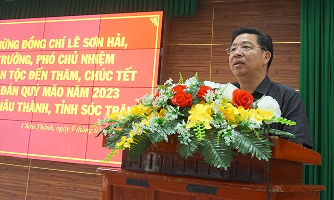 Thứ trưởng, Phó Chủ nhiệm Lê Sơn Hải phát biểu tại buổi gặp gỡ