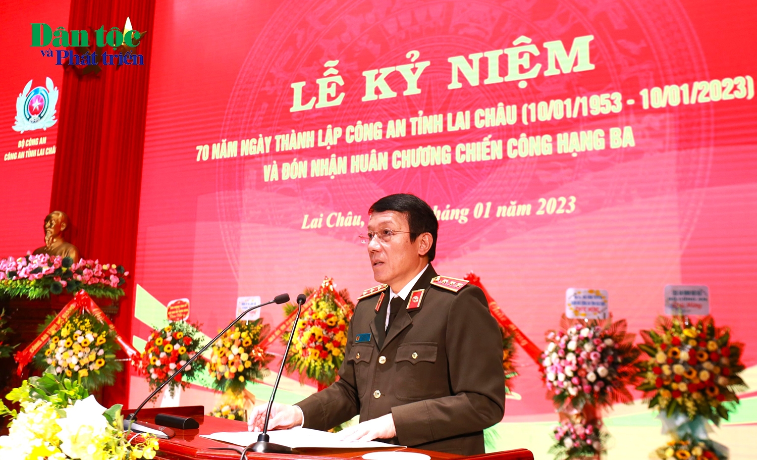 Thượng tướng Lương Tam Quang - Ủy viên Trung ương Đảng, Thứ trưởng Bộ Công an phát biểu tại Lễ kỷ niệm