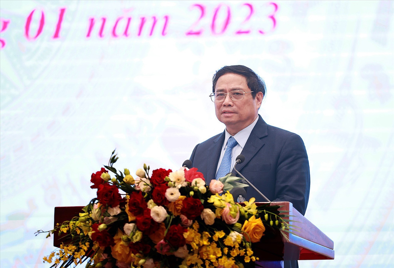 Thủ tướng Chính phủ Phạm Minh Chính dự và phát biểu tại Hội nghị triển khai nhiệm vụ lao động, người có công và xã hội năm 2023 - Ảnh: VGP/Nhật Bắc