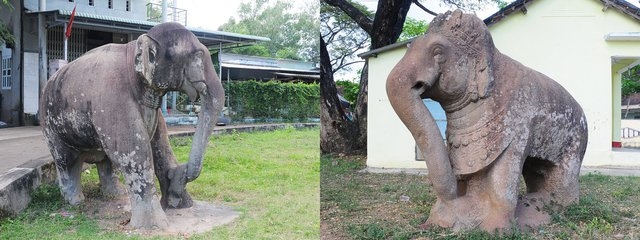 Cặp tượng voi đá thành Đồ Bàn ở tỉnh Bình Định được công nhận bảo vật quốc gia.