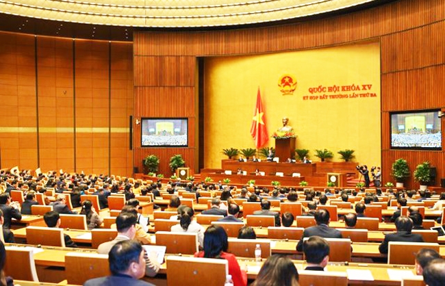 Kỳ họp bất thường lần thứ 3, Quốc hội khóa XV về công tác nhân sự. (Ảnh Quochoi.vn)
