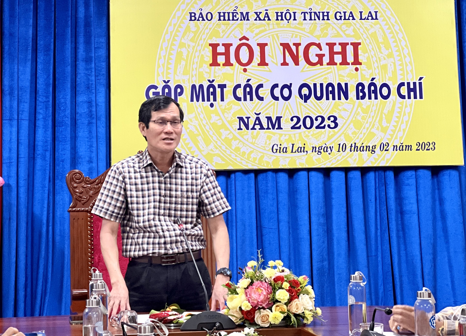 Ông Trần Văn Lực - Giám đốc BHXH tỉnh mong muốn tiếp tục nhận được sự đồng hành của các cơ quan báo chí trong công tác tuyên truyền góp phần đưa các chính sách BHXH, BHYT, BHTN đến các tầng lớp Nhân dân