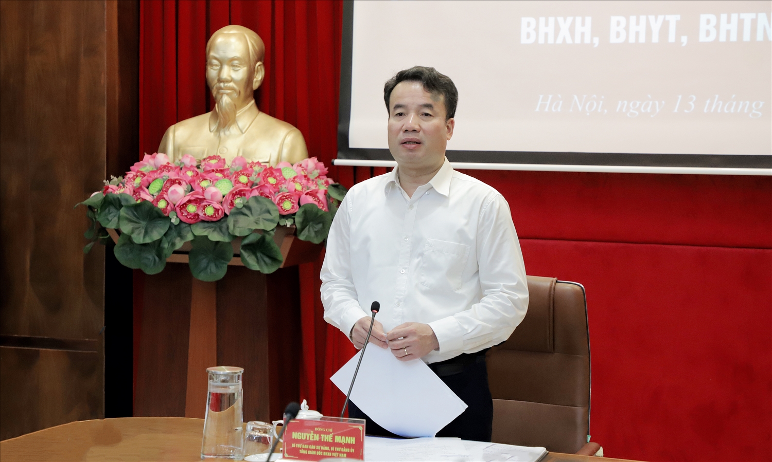 Tổng Giám đốc BHXH Việt Nam Nguyễn Thế Mạnh phát biểu tại Hội nghị