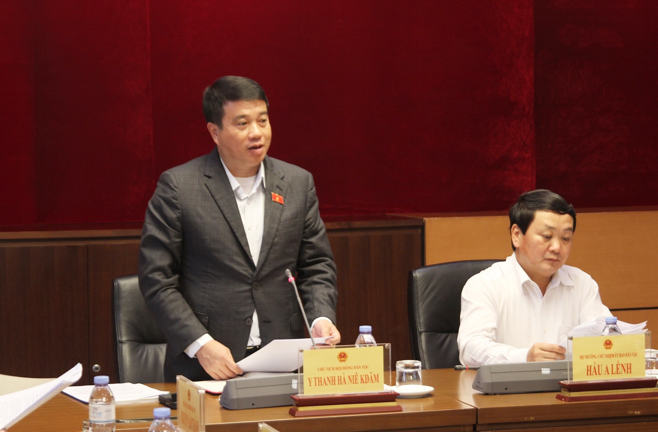 Chủ tịch HĐDT của Quốc hội Y Thanh Hà Niê Kđăm phát biểu tại buổi làm việc