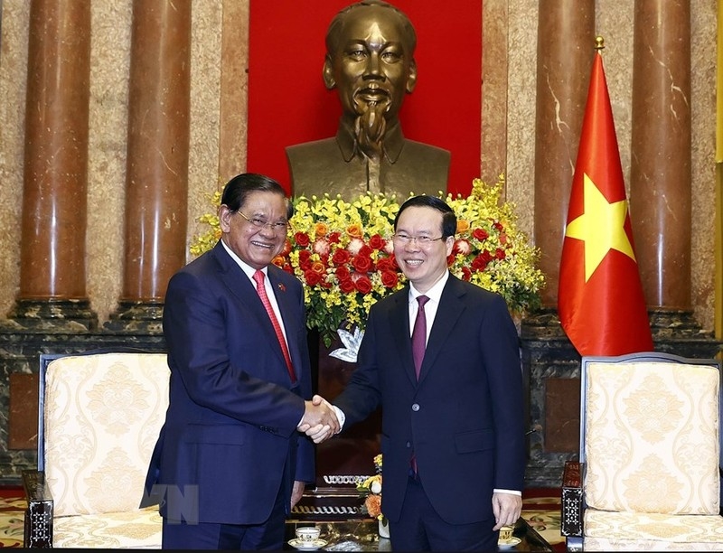 Chủ tịch nước Võ Văn Thưởng tiếp Phó Thủ tướng Campuchia Samdech Krolahom Sar. (Ảnh: TTXVN)