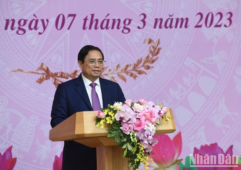 Thủ tướng Phạm Minh Chính phát biểu tại buổi gặp mặt.