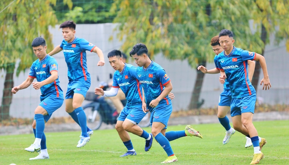 Đội tuyển Việt Nam kết thúc đợt tập luyện đầu tiên trong năm 2023 hôm 11/3. Ảnh: VFF