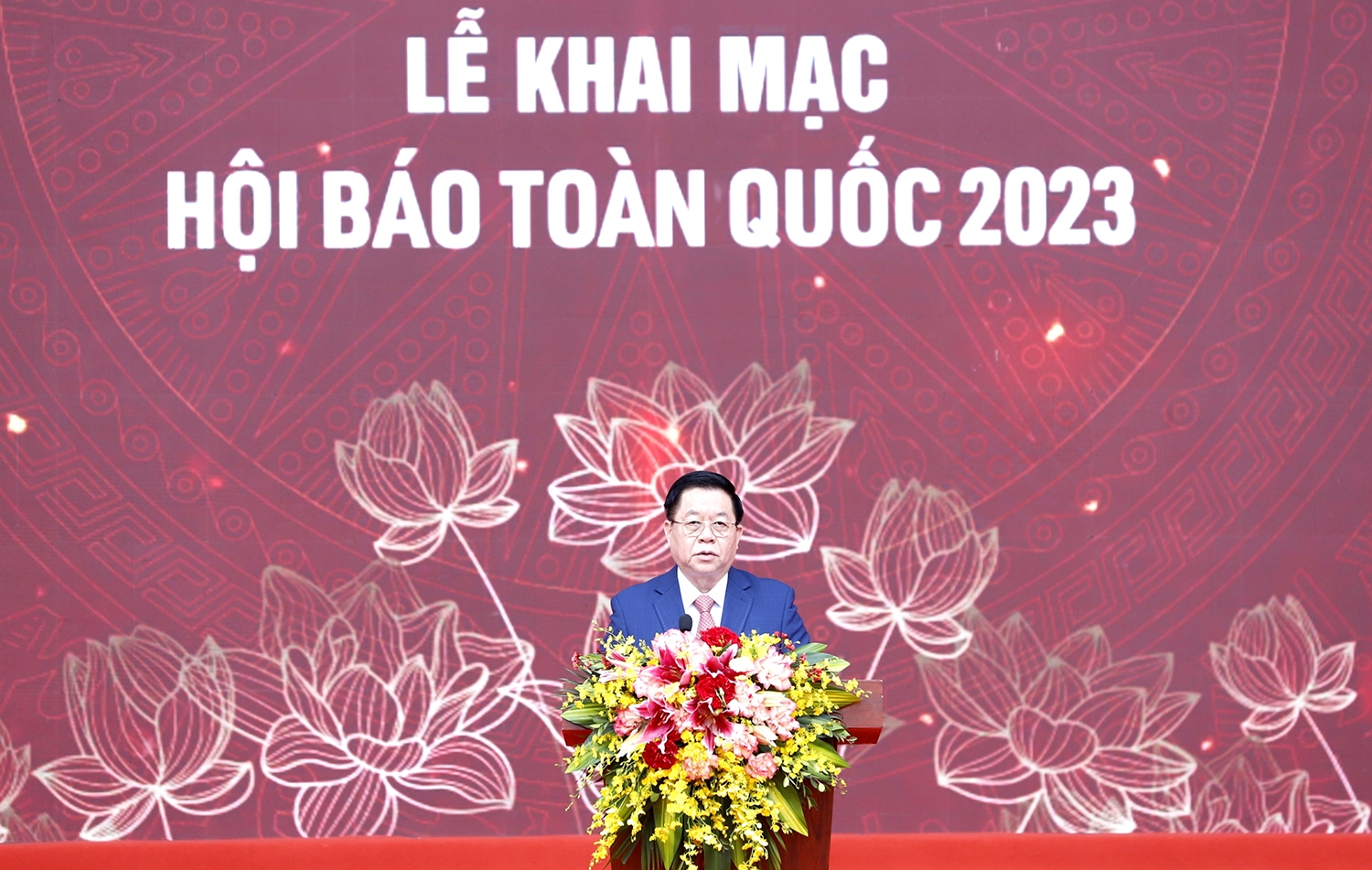 Bí thư Trung ương Đảng, Trưởng Ban Tuyên giáo Trung ương Nguyễn Trọng Nghĩa phát biểu tại Lễ khai mạc Hội Báo toàn quốc năm 2023