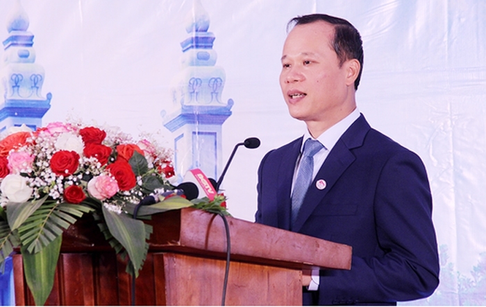 Phó Chủ tịch Thường trực UBND tỉnh Bắc Giang Mai Sơn phát biểu tại chương trình trao tặng cây hoa anh đào và giao lưu văn hóa Việt-Nhật