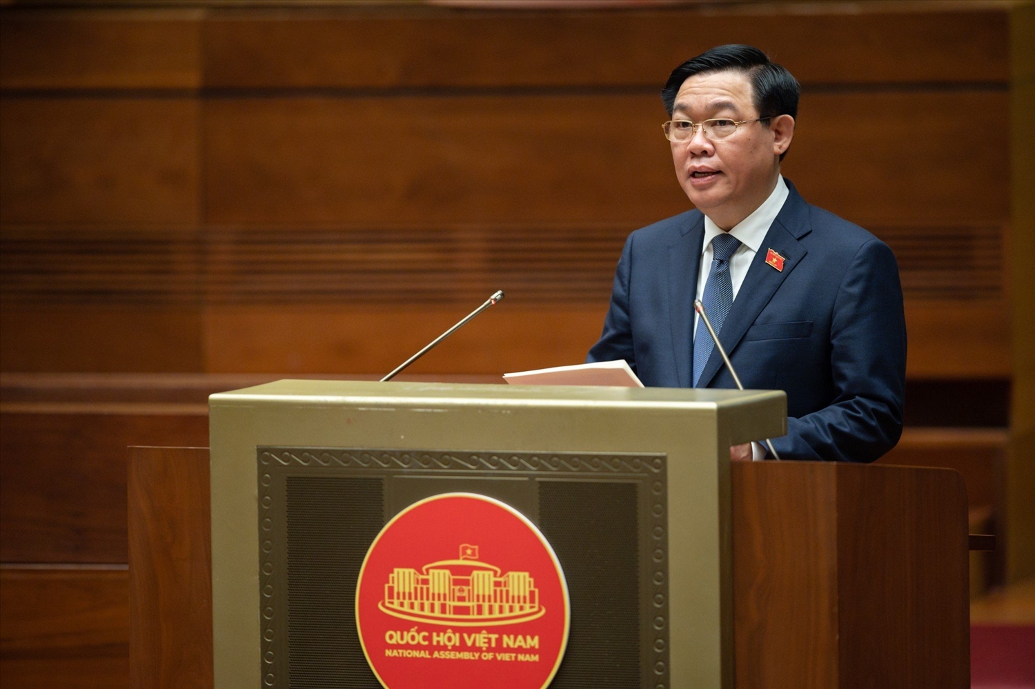 Chủ tịch Quốc hội Vương Đình Huệ phát biểu khai mạc phiên chất vấn 