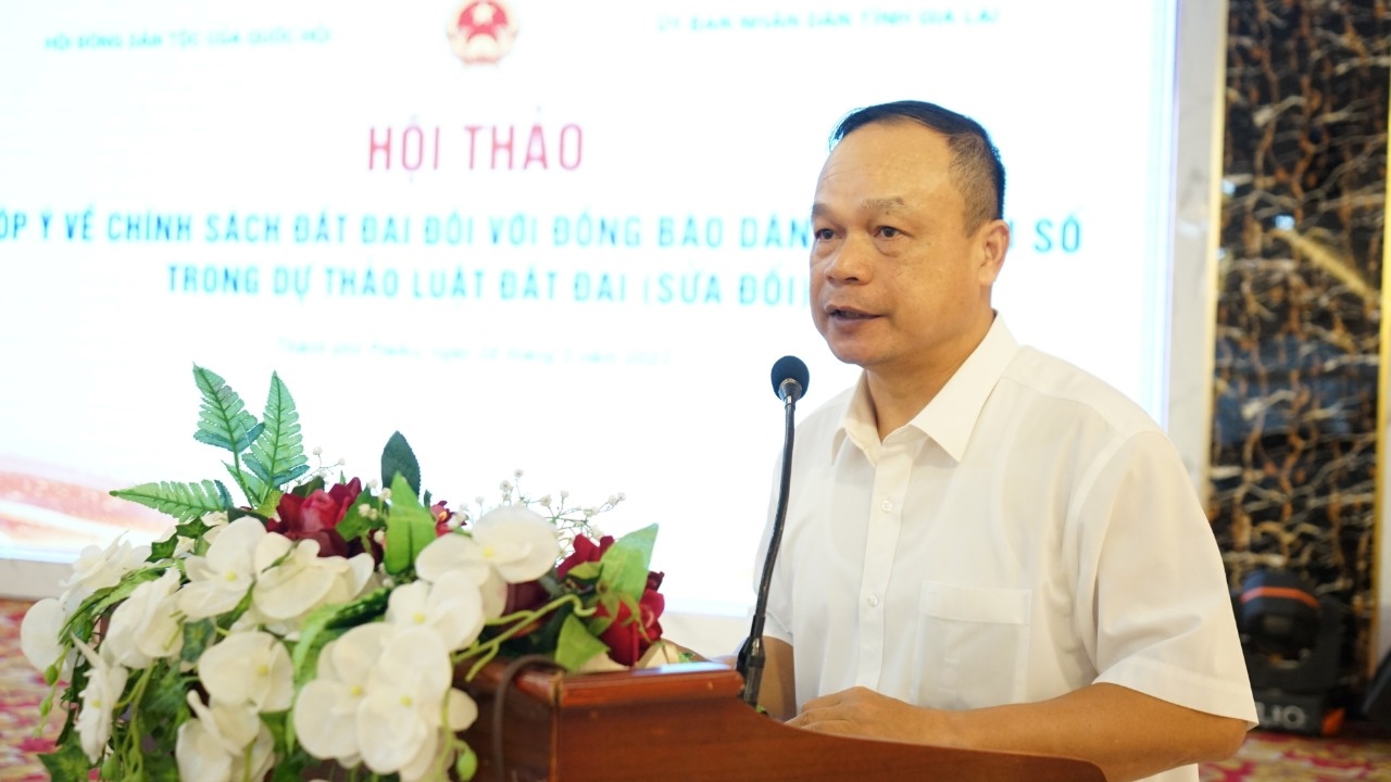 Ông Dương Mah Tiệp - Phó Chủ tịch UBND tỉnh Gia Lai phát biểu tại Hội thảo