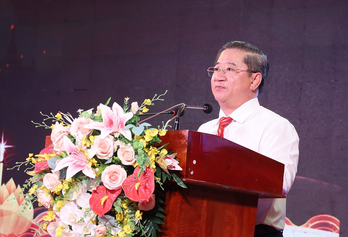 Ông Trần Việt Trường - Chủ tịch UBND TP. Cần Thơ phát biểu tại Chương trình Tết Quân - Dân mừng Chôl Chnăm Thmây năm 2023