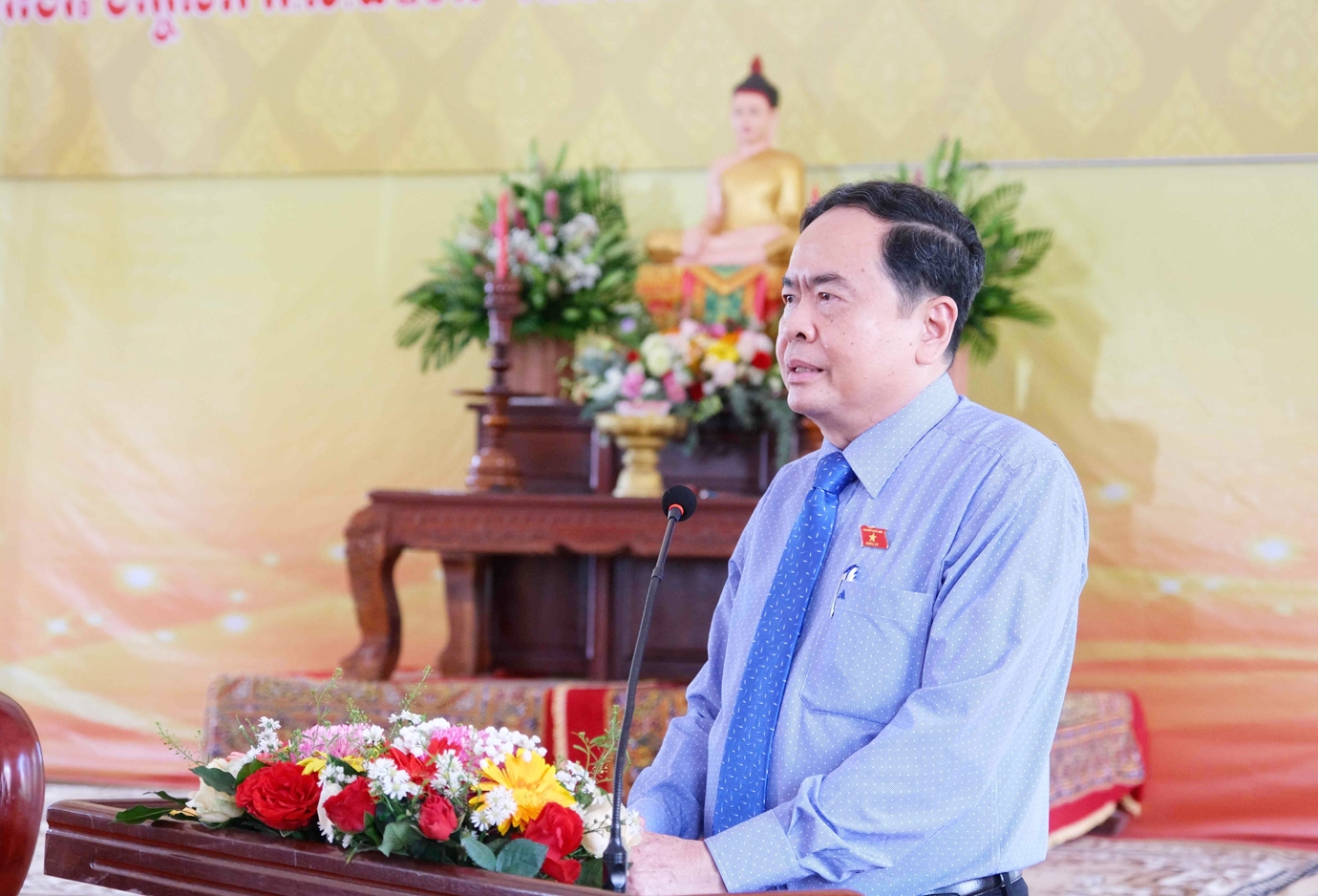 Ủy viên Bộ Chính trị, Phó Chủ tịch Thường trực Quốc hội Trần Thanh Mẫn phát biểu tại buổi gặp gỡ 